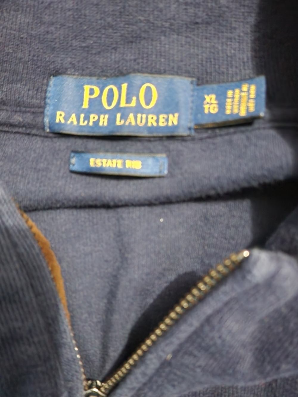 Polo Ralph Lauren Navy 1/4 Zip Pullover Sweater XL Men Cotton Blue Pony Logo - Picture 4 of 4